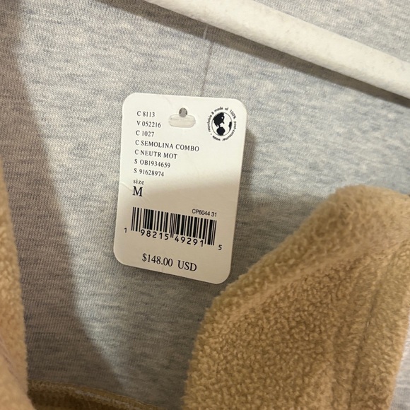 Free People Cozy Contrast Collar Pullover in Heather Gray and Camel - Picture 4 of 5